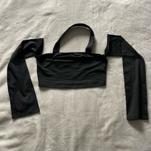 Black Crop Top with Sleeves
